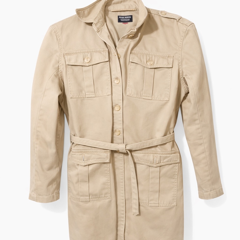 Vintage Polo Jeans Co. Ralph Lauren Khaki Cargo Shirt Dress w/ Belt | Size Large